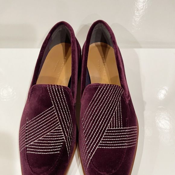 Everlane The Velvet Modern Loafers Womens Size 7 Embroidered Burgundy NEW NO BOX - Picture 16 of 16